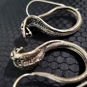 Silver cobra snake earrings